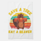 Ein Baum essen ein Biber Funny Beaver Pun Adult Hu Geschirrtuch (Vertikal)