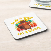 Ein Baum essen ein Biber Funny Beaver Pun Adult Hu Getränkeuntersetzer (Linke Seite)
