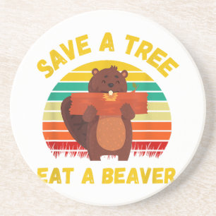 Ein Baum essen ein Biber Funny Beaver Pun Adult Hu Getränkeuntersetzer