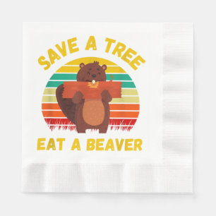 Ein Baum essen ein Biber Funny Beaver Pun Adult Hu Serviette