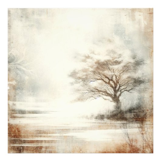 Ein Baum im Nebel Altes Foto Grafikdesign (Vorne)