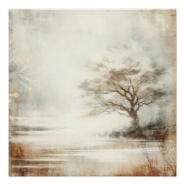 Ein Baum im Nebel Altes Foto Grafikdesign Poster