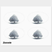 Ein Baum im Nebel Ovaler Aufkleber (Blatt)