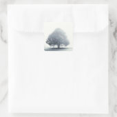 Ein Baum im Nebel Quadratischer Aufkleber (Tasche)