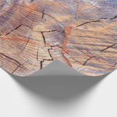 Ein Baum im Schnitt. Holz im Wald. Textur Geschenkpapier (Ecke)