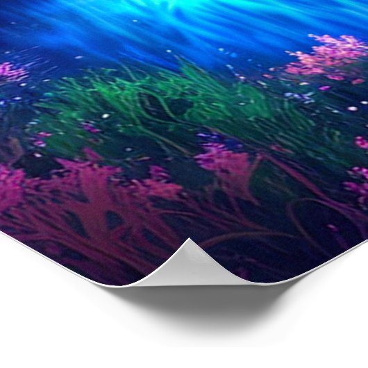 Ein Baum in Blau mitten in der Nacht Poster (Ecke)