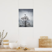 Ein Baum, in dem viele Krähen Erholung haben Poster (Küche)