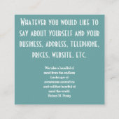 Ein Baum in Nebel mit zwei Buchstaben doppelt eleg Quadratische Visitenkarte (Rückseite)