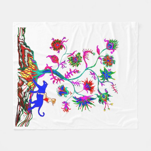 Ein Baum und ein Mädchen Fleecedecke (Vorderseite (Horizontal))