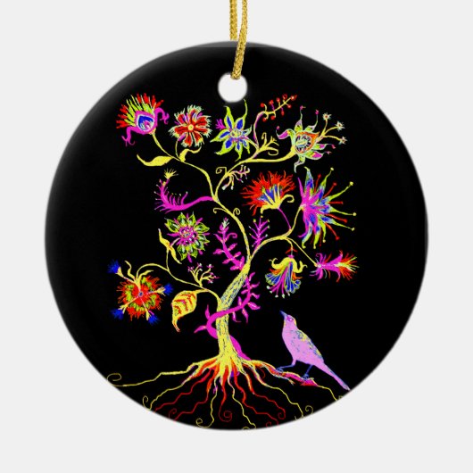 Ein Baum und ein Vogel Keramik Ornament (Vorne)