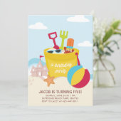 Ein Beach Party Kindergeburtstagsfeier Einladung (Stehend Vorderseite)