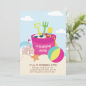 Ein Beach Party Kindergeburtstagsfeier Einladung (Stehend Vorderseite)