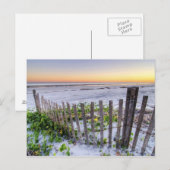 Ein Beach-Zaun bei Sonnenuntergang Postkarte (Vorne/Hinten)