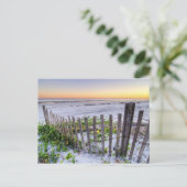 Ein Beach-Zaun bei Sonnenuntergang Postkarte (Stehend Vorderseite)