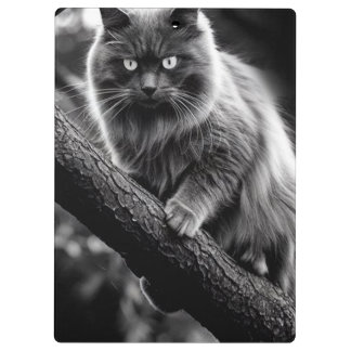 Ein beängstigender Blick auf eine Nachtkatze Klemmbrett