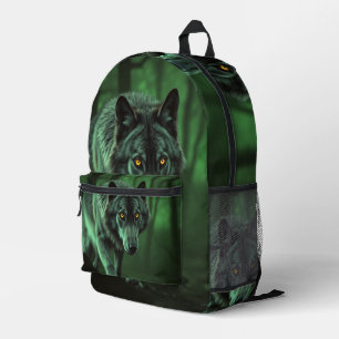 Ein beängstigender Blick auf einen Nachtwolf Bedruckter Rucksack