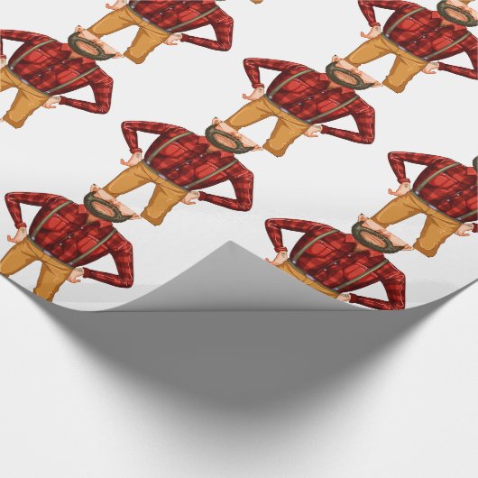 Ein beängstigender Holzfäller stehend Geschenkpapier (Ecke)