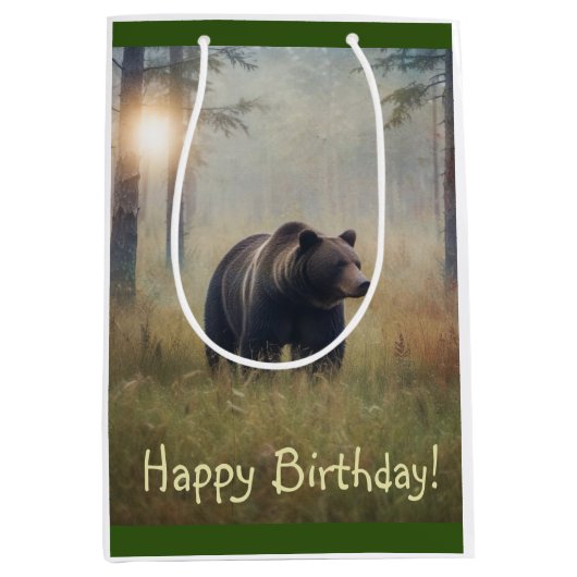 Ein Beary Happy Birthday Mittlere Geschenktüte (Vorderseite)