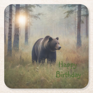 Ein Beary Happy Birthday Rechteckiger Pappuntersetzer