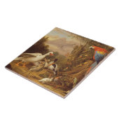 Ein Becken, Enten, Papageien und andere Vögel in e Fliese (Seite)