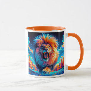 Ein beeindruckender Löwe, der brüllt. Tasse