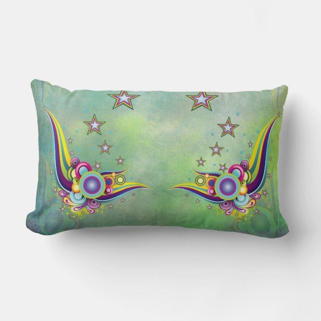 Ein beeindruckendes Aquamarin-abstrakte Lendenkissen (Vorderseite)