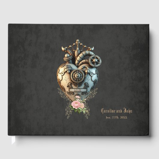 Ein beeindruckendes Steampunkherz Gästebuch (Vorderseite)
