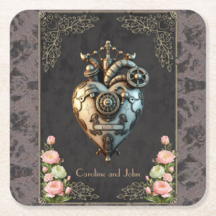 Ein beeindruckendes Steampunkherz Rechteckiger Pappuntersetzer