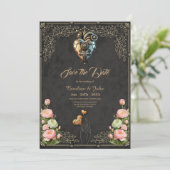 Ein beeindruckendes Steampunkherz Save The Date (Stehend Vorderseite)
