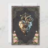 Ein beeindruckendes Steampunkherz Save The Date (Rückseite)