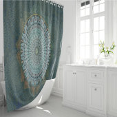 Ein Beginn des blauen Massenzirkels Duschvorhang