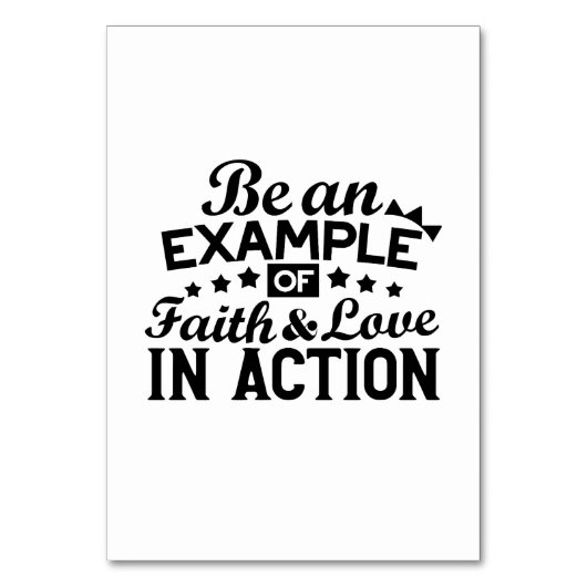 Ein Beispiel für Glauben und Liebe in Aktion sein Tischnummer (Vorderseite)