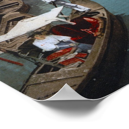 Ein belebter Kanal in Venedig (1900) Poster (Ecke)