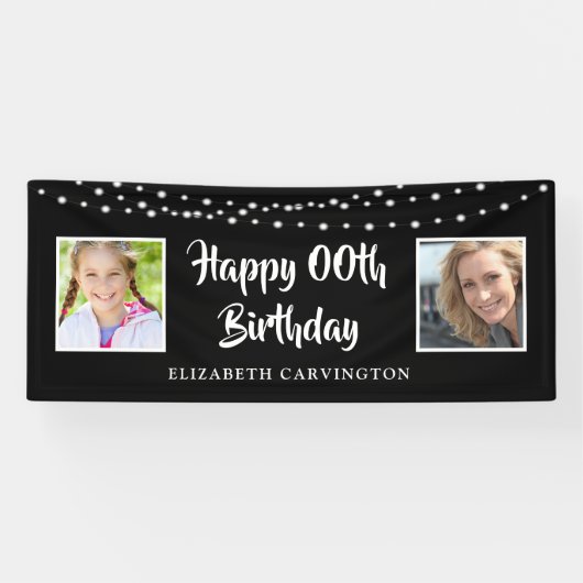 Ein beliebiger Geburtstag Dann & Jetzt Fotos Strin Banner (Horizontal)