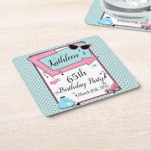 Ein beliebiges Alter, 1950er Jahre Retro-Geburtsta Rechteckiger Pappuntersetzer (angewinkelt)