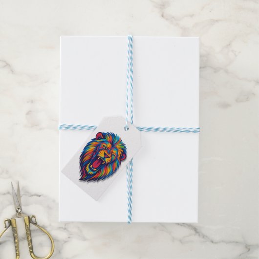 Ein bemalter Löwe Geschenkanhänger (Mit Garn)