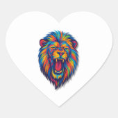 Ein bemalter Löwe Herz-Sticker Herz-Aufkleber (Vorderseite)