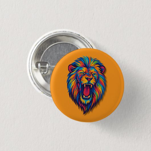 Ein bemalter Löwe Knopf Button (Vorne & Hinten)