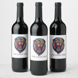 Ein bemalter Löwe Wein Etikett