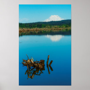 Ein Bergrestaub über einer Hecke Poster