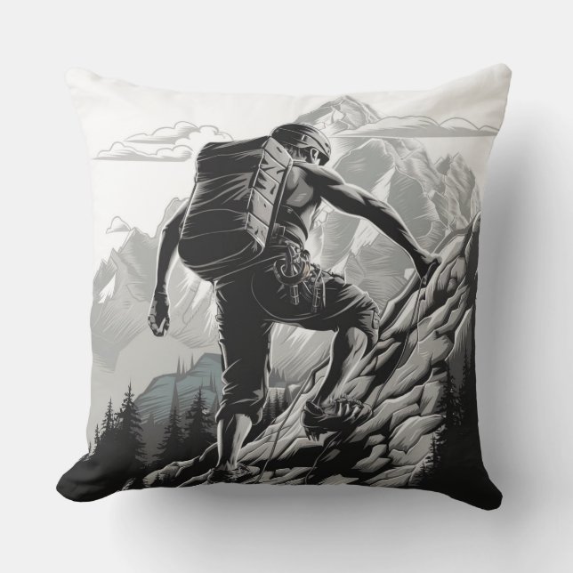 Ein Bergsteiger besteigt einen Berg Kissen (Vorderseite)