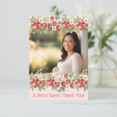 Ein Berry Sweet Foto Erdbeerrahmen Dankeskarte (Stehend Vorderseite)