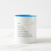 Ein beruhigendes Bild mit dem Satz "Keine Sorge!" Zweifarbige Tasse (Mittel)