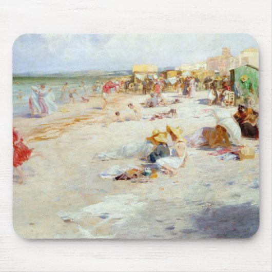 Ein beschäftigter Strand im Sommer Mousepad (Vorne)