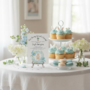 Ein besonderes Häschen kommt - Kranz Baby Shower Einladung