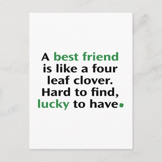 Ein bester Freund ist wie ein Vierblättriges Kleeb Postkarte (Vorderseite)