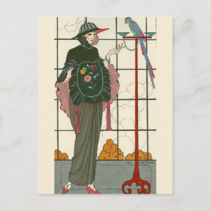 Ein bestickter Schläfchen von George Barbier Postkarte