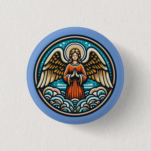 Ein betender Wächter Angel Button (Vorderseite)