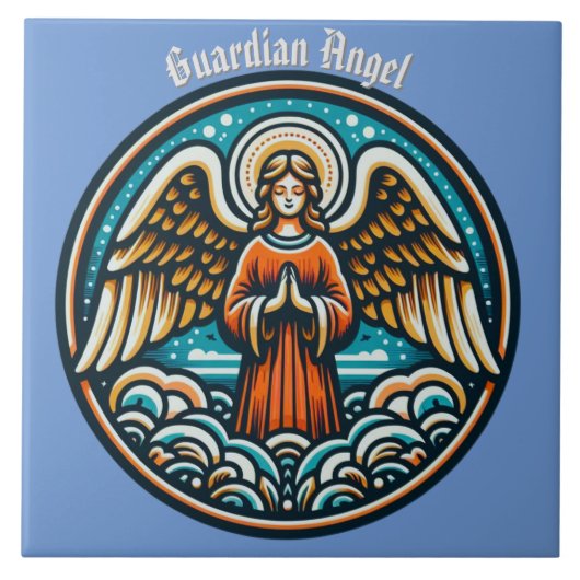 Ein betender Wächter Angel Fliese (Vorderseite)