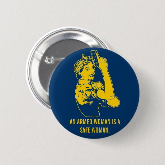 Ein bewaffneter Frauen-Knopf Button (Vorne & Hinten)